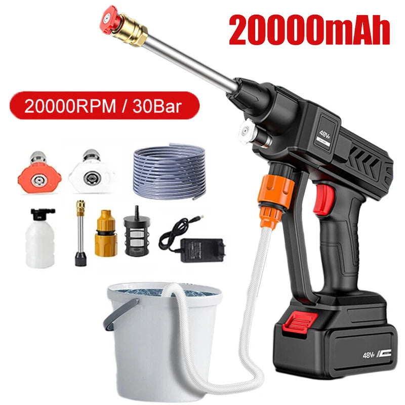 30Bar Cordless High Pressure Car Wash Gun 20000mAh Foam Water Gun Gun Spray Spray for Car Home Garden Clean